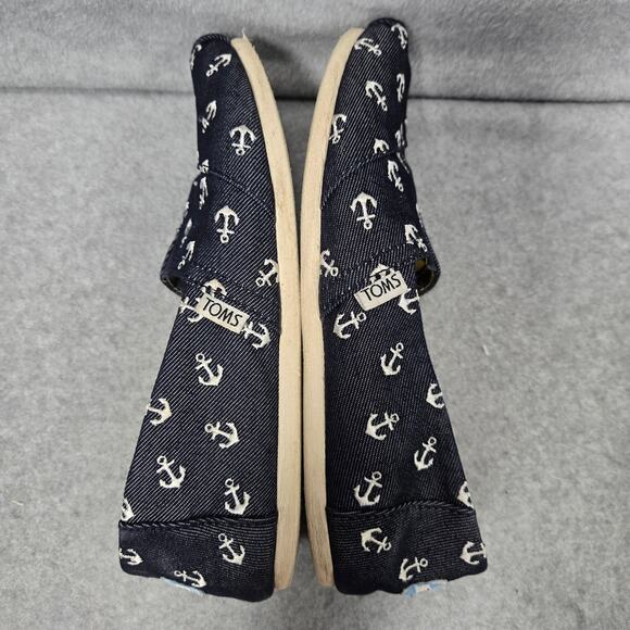 Toms Alpargata Navy Blue Anchor Print Flats Size 8.5 - Picture 7 of 8